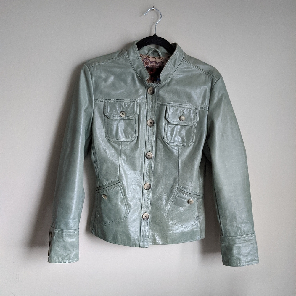 Danier Sage Green Leather Jacket